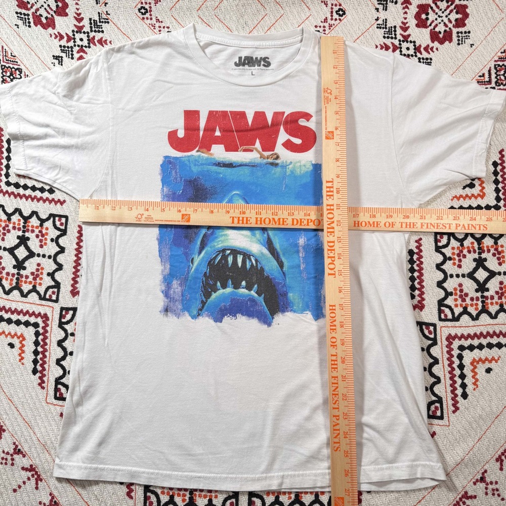 Jaws Movie Poster Graphic T-Shirt Mens Large White Universal Studios Tee - Picture 4 of 4